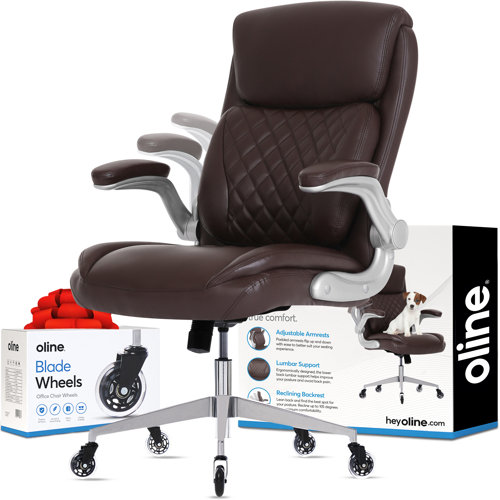 Oline ErgoAce Ergonomic Executive Office Chair Leather Rolling Desk